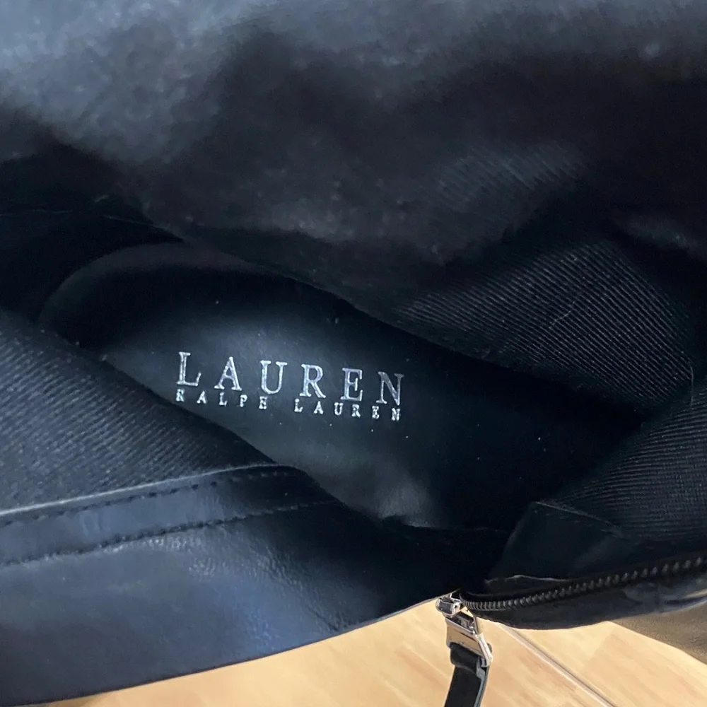 Lauren Ralph Lauren Sleek Black Leather Over the Knee Boots - Picture 4 of 8